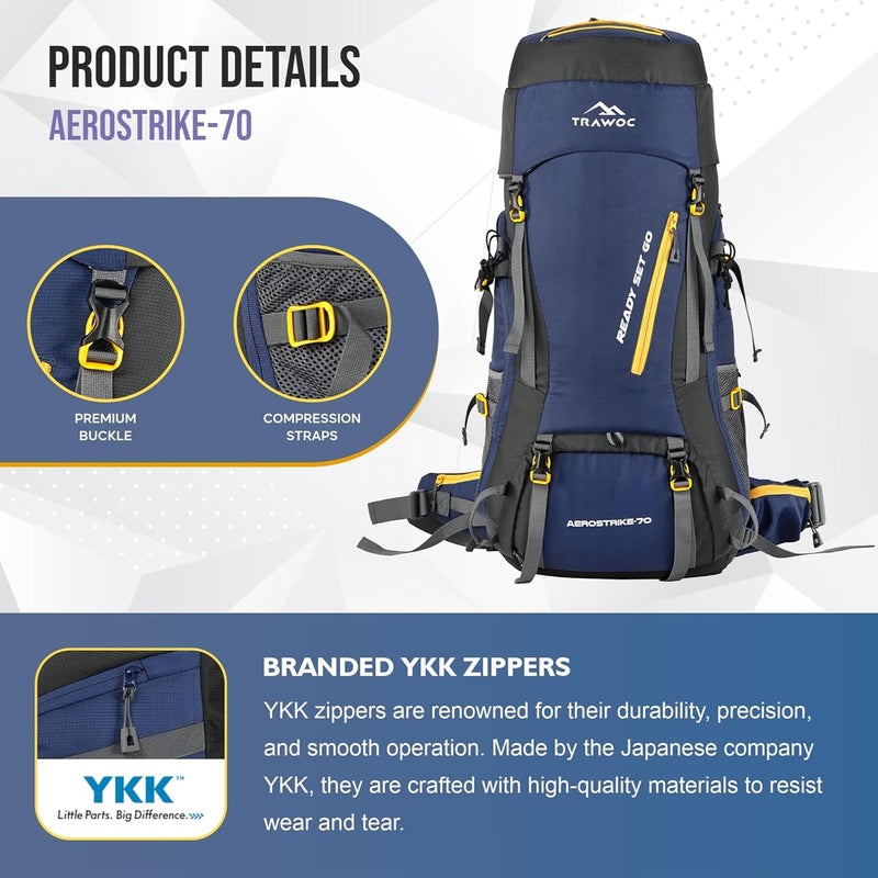 TRAWOC AEROSTRIKE 70L Travel Backpack - Image 5