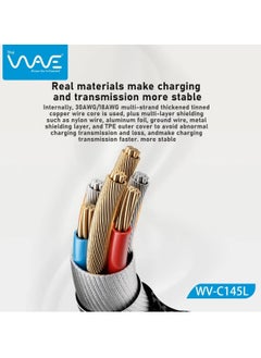 Wave Type-C To Lightning 30W Digital Display Fast Charging & Data Cable Zinc Alloy Plug Braided Cord For Iphone/Ipad/Macbook 1 meters - Black  - Image 3