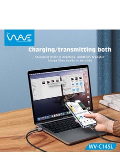 Wave Type-C To Lightning 30W Digital Display Fast Charging & Data Cable Zinc Alloy Plug Braided Cord For Iphone/Ipad/Macbook 1 meters - Black  - Image 2