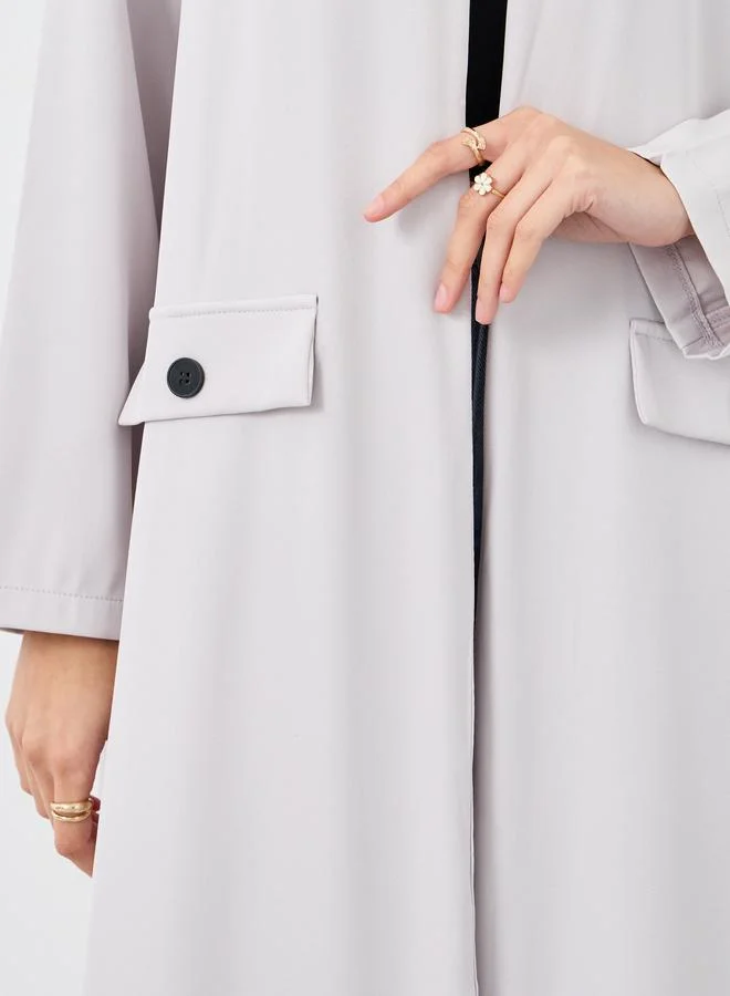 Amirah Amirah Front Open Abaya with Mock Flap Pockets