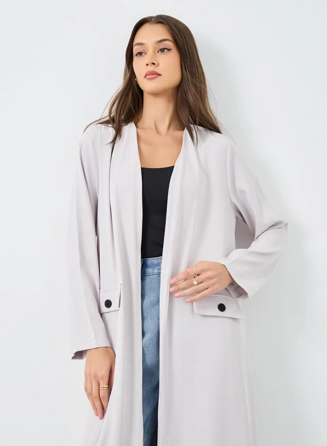 Amirah Amirah Front Open Abaya with Mock Flap Pockets