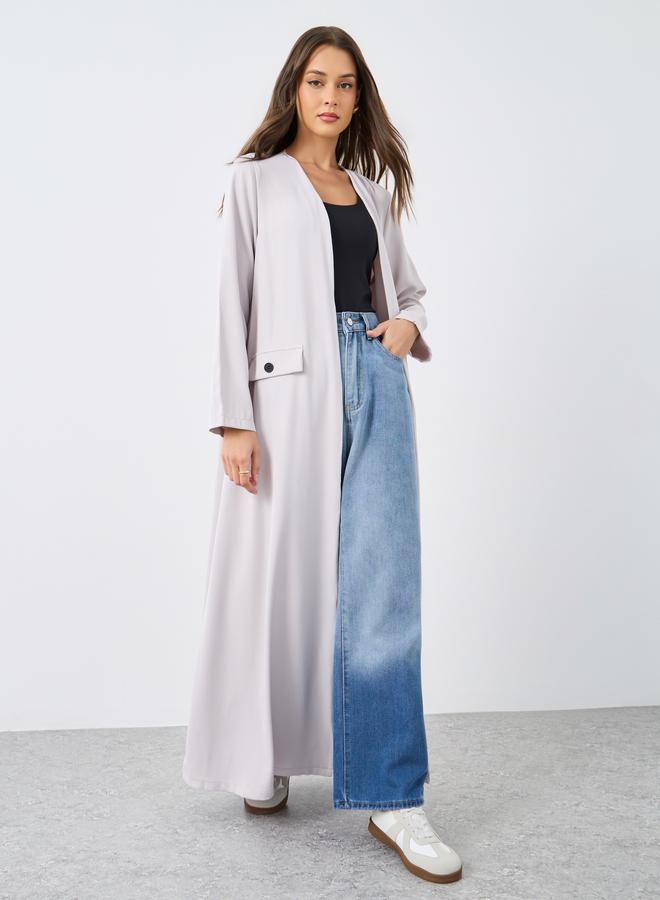 Amirah Front Open Abaya with Mock Flap Pockets - Image 1