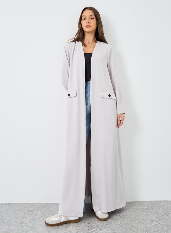 Amirah Front Open Abaya with Mock Flap Pockets - Image 2