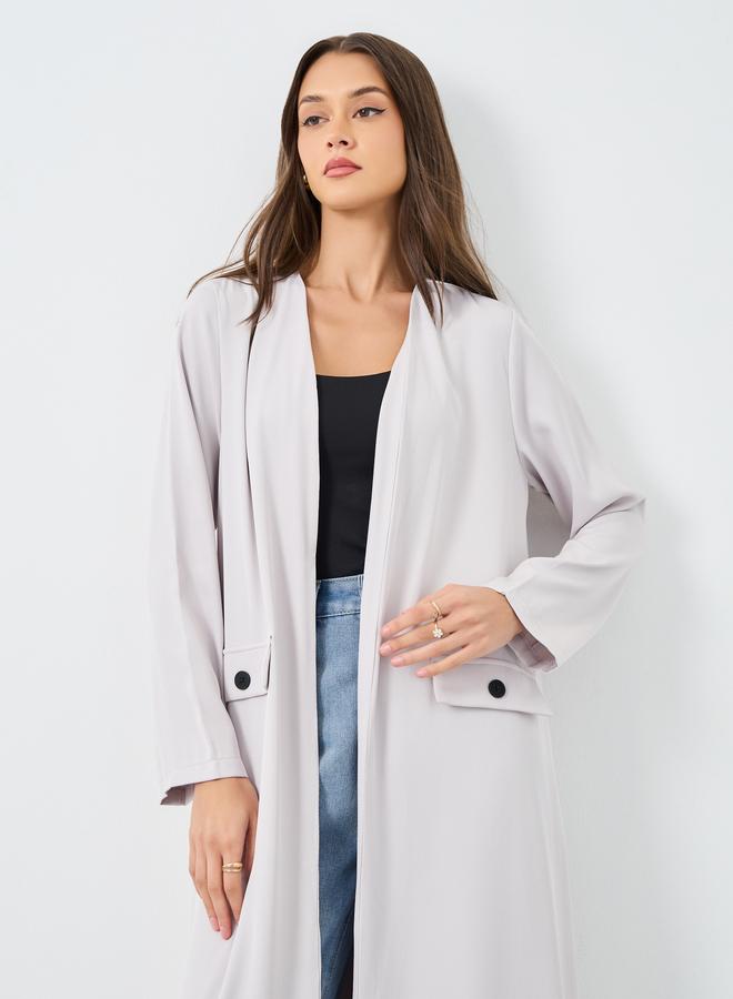 Amirah Front Open Abaya with Mock Flap Pockets - Image 3