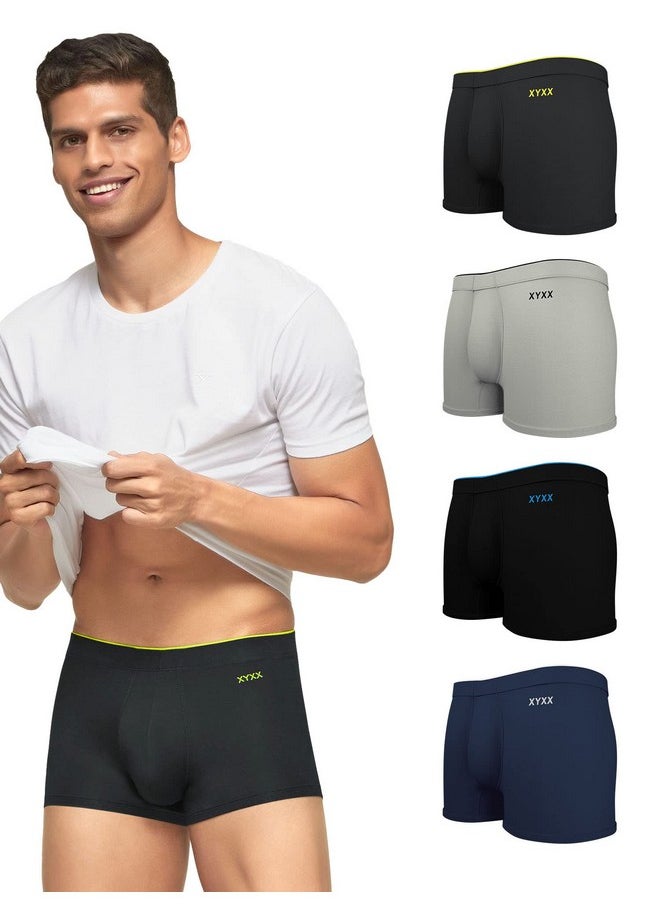 XYXX XYXX Men's Underwear Uno IntelliSoft Antimicrobial Micro Modal Trunk Pack of 5 (Dress Blue ; Coral Grey ; Black ; Heather Grey ; Coral Grey; S)  - Image 1