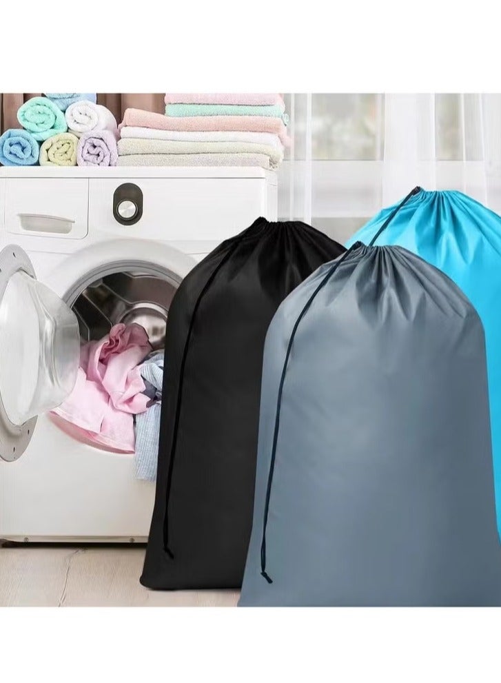 3 قطع حقيبة غسيل 23.6 * 35.4 بوصة سلة بطانة ، أكياس غسيل مع أربطة أكياس غسيل كبيرة جدا حقيبة تخزين الملابس القذرة شديدة التحمل لمزيج ثلاثة ألوان. - Image 2