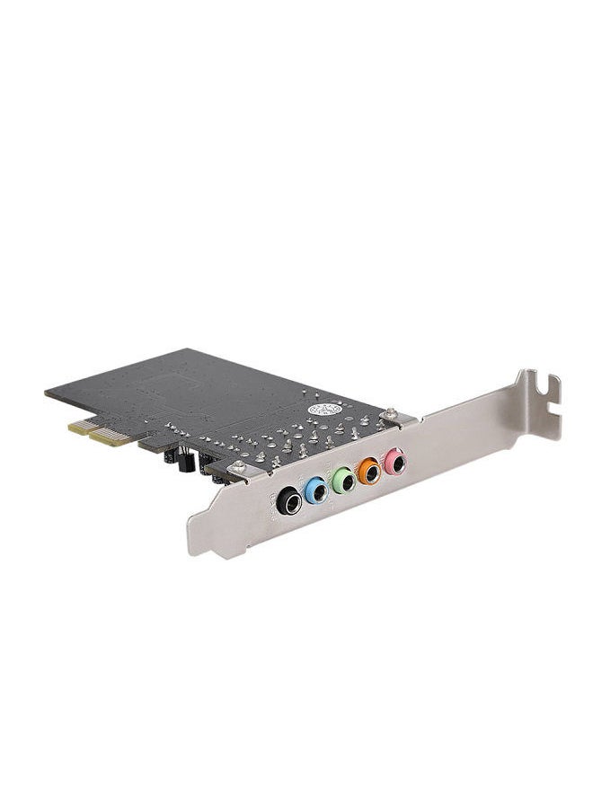 PCI-E Express Expansion Card 5.1 Sound 5 Port Sound Card Stereo Surround Sound Card for Desktop Black