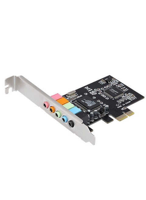 PCI-E Express Expansion Card 5.1 Sound 5 Port Sound Card Stereo Surround Sound Card for Desktop Black