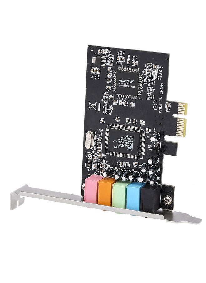 PCI-E Express Expansion Card 5.1 Sound 5 Port Sound Card Stereo Surround Sound Card for Desktop Black