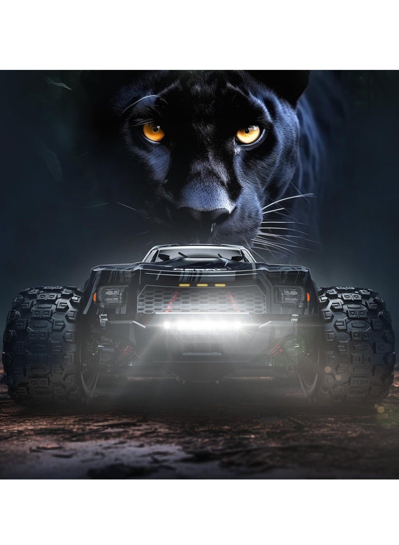 DEERC 1/14 Brushless Fast Extreme 70kph 4X4 Off-Road Truck, 7 Lighting Modes Remote Control with 2 Li-ion Batteries, Electric Large Truggy for Snow Sand - Image 2