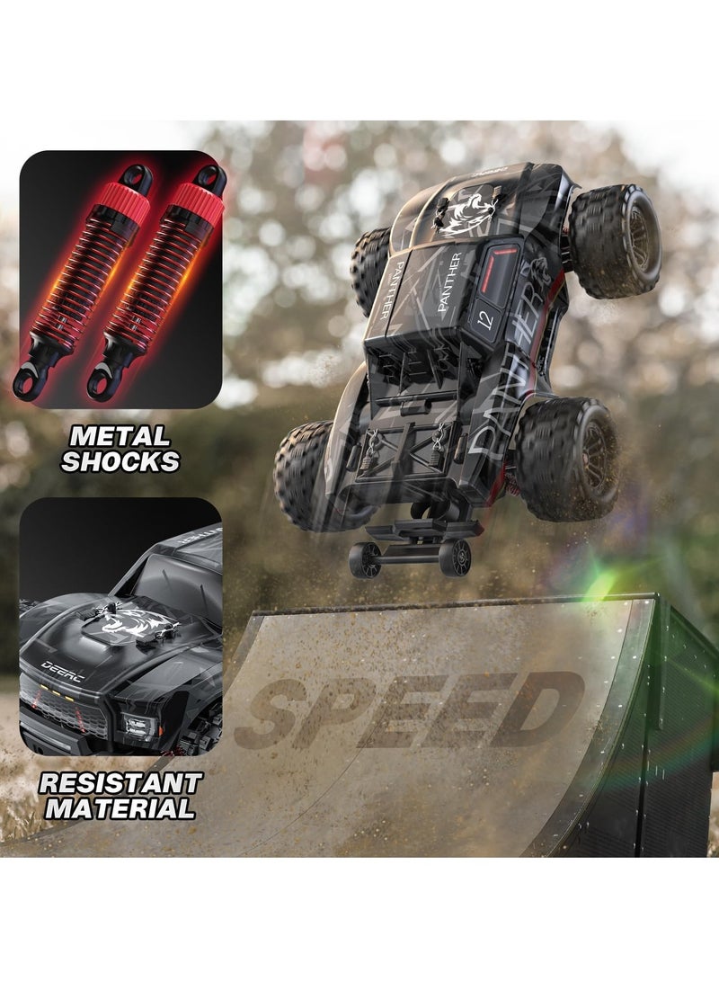 DEERC 1/14 Brushless Fast Extreme 70kph 4X4 Off-Road Truck, 7 Lighting Modes Remote Control with 2 Li-ion Batteries, Electric Large Truggy for Snow Sand - Image 4