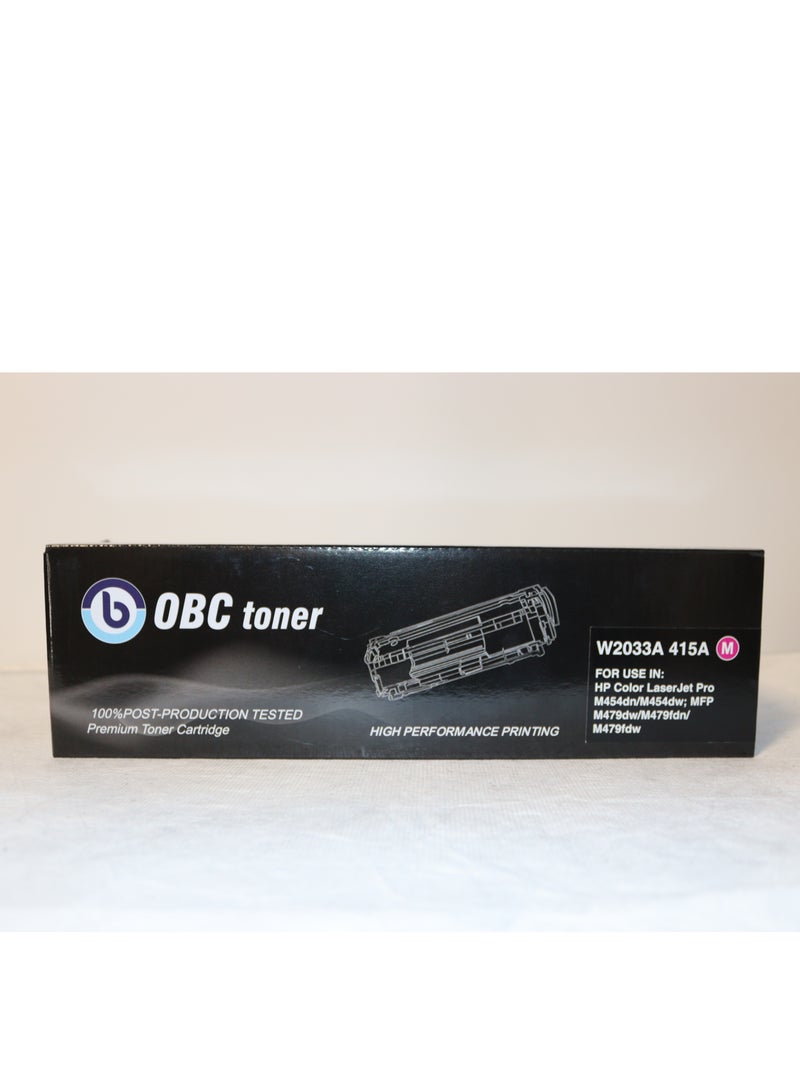 OBC-compatible Magenta Laser Toner Cartridge Replacement for HP CF413A / Cartridge 046. Prints up to 2300 pages in professional color quality. - Image 1