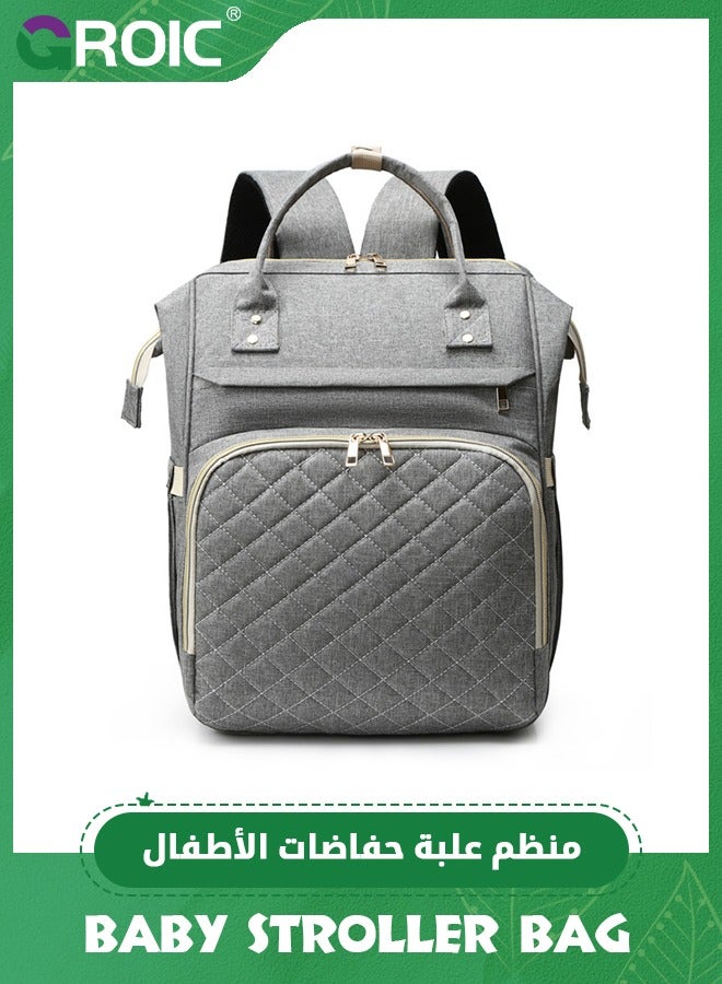 GROIC حقيبة ظهر للحفاضات، حقيبة سفر متعددة الوظائف للأمومة، حقائب تغيير الأطفال، حقائب الأطفال مع جيوب معزولة، حقائب الحفاضات للأطفال، سعة كبيرة، مقاومة للماء وأنيقة - Image 1