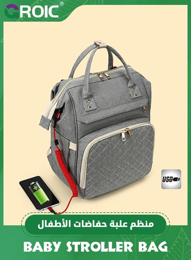 GROIC حقيبة ظهر للحفاضات، حقيبة سفر متعددة الوظائف للأمومة، حقائب تغيير الأطفال، حقائب الأطفال مع جيوب معزولة، حقائب الحفاضات للأطفال، سعة كبيرة، مقاومة للماء وأنيقة - Image 4