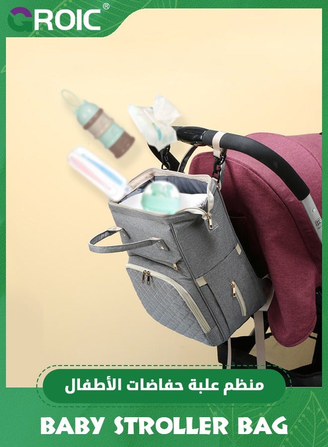 GROIC حقيبة ظهر للحفاضات، حقيبة سفر متعددة الوظائف للأمومة، حقائب تغيير الأطفال، حقائب الأطفال مع جيوب معزولة، حقائب الحفاضات للأطفال، سعة كبيرة، مقاومة للماء وأنيقة - Image 3