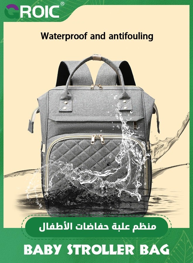 GROIC حقيبة ظهر للحفاضات، حقيبة سفر متعددة الوظائف للأمومة، حقائب تغيير الأطفال، حقائب الأطفال مع جيوب معزولة، حقائب الحفاضات للأطفال، سعة كبيرة، مقاومة للماء وأنيقة - Image 5