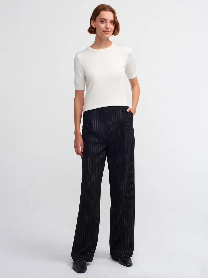 Dilvin 10426 Crew Neck Back Buttoned Short Sleeve Sweater-Ecru