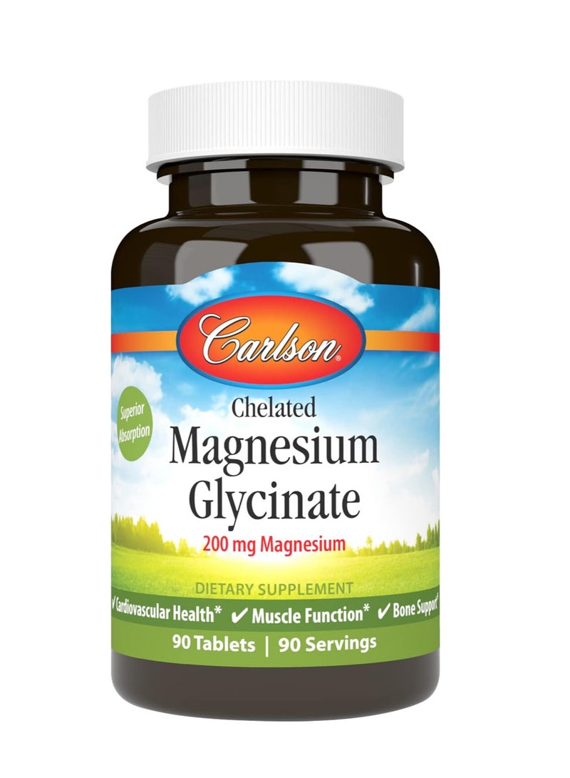 Carlson CHELATED MAGNESIUM Glycinate 200MG 90 Tablets - Image 1