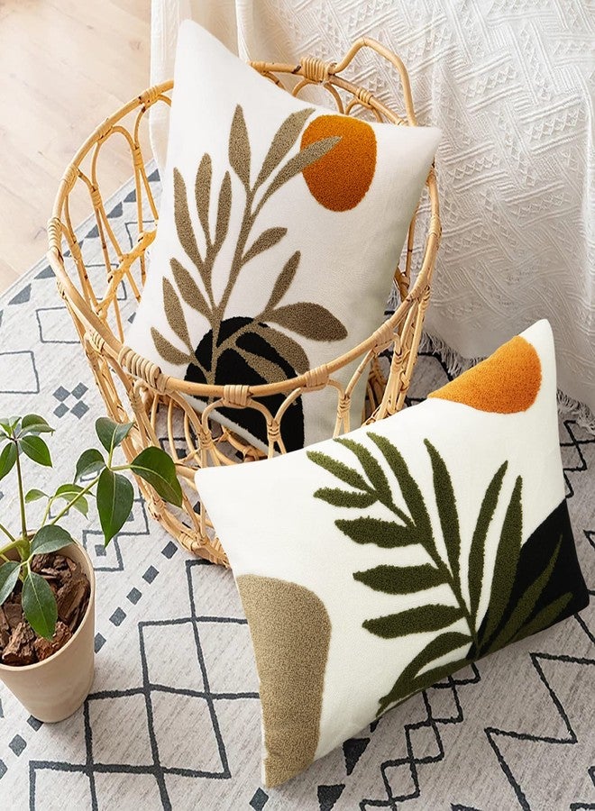 Merrycolor Boho Lumbar Throw Pillow Covers 12x20 Tufted Abstract Mid Century Modern Pillowcases Bohemian Aesthetic Decorative Pillows for Couch Bed Sofa Living Room (1PC,Green and Black) - Image 2