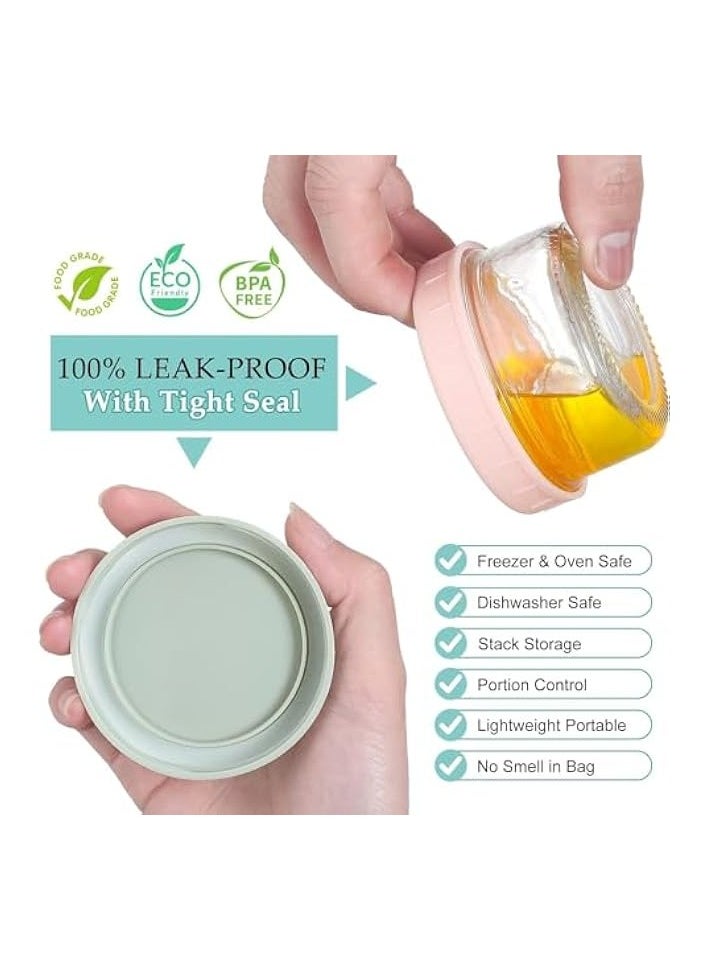 erorex - 6 Pcs,2.7 oz Glass Small Condiment with Lids,Salad Dressing To Go Container, Dipping Sauce Cups Set, Leakproof Reusable For Lunch Boxes, Picnics And Travel - Image 1