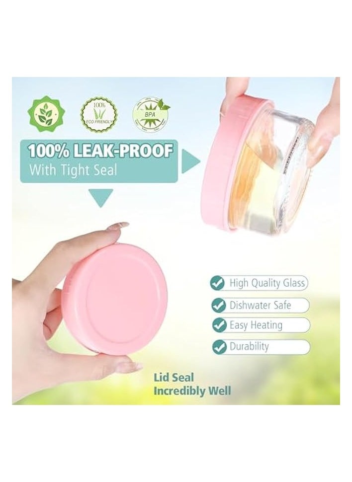 erorex - 6 Pcs,2.7 oz Glass Small Condiment with Lids,Salad Dressing To Go Container, Dipping Sauce Cups Set, Leakproof Reusable For Lunch Boxes, Picnics And Travel - Image 1