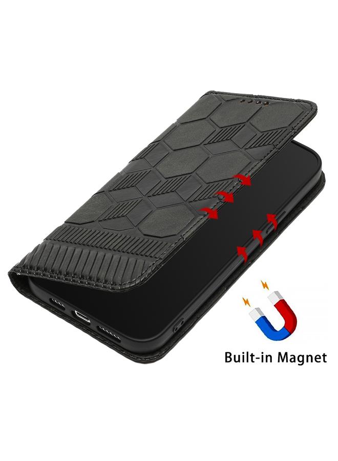 زبون جراب هاتف iPhone 13 من الجلد المغناطيسي بتصميم كرة القدم - Image 5