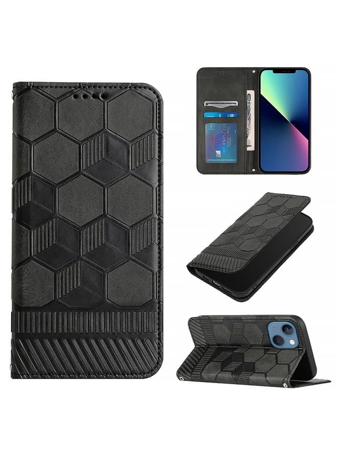 زبون جراب هاتف iPhone 13 من الجلد المغناطيسي بتصميم كرة القدم - Image 1