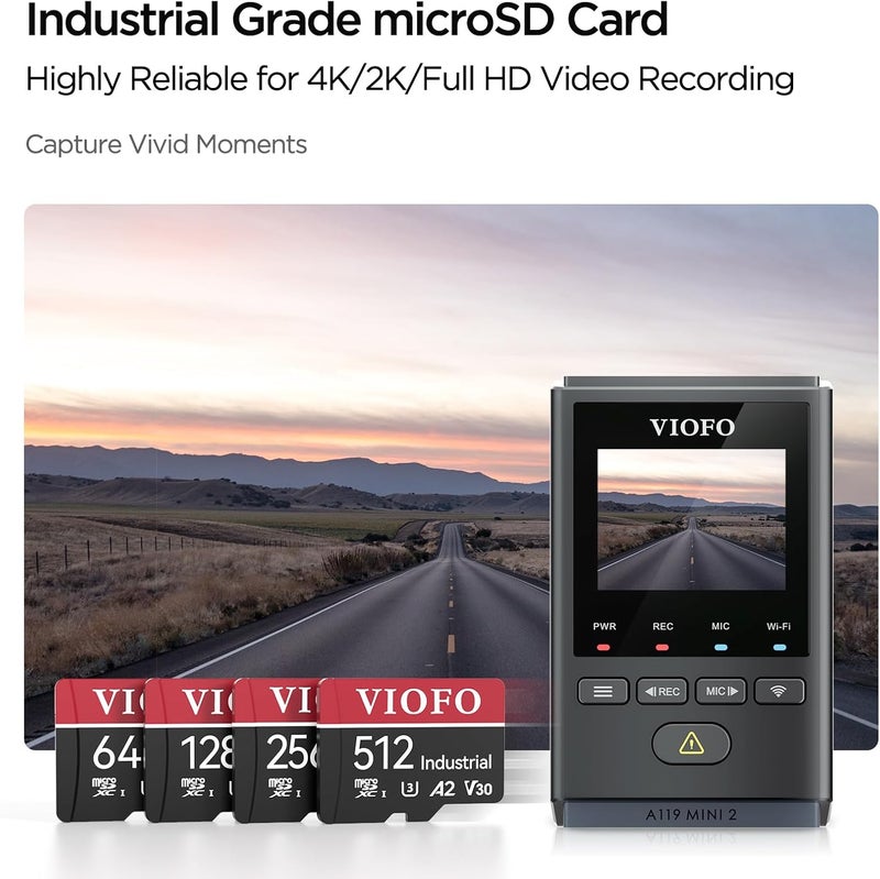 Viofo 64GB Industrial Grade High Endurance microSDXC Card for Dash Cam & Security Camera, U3 A2 V30, up to 100MB/s, 4K UHD & Continuous Loop Recording, High Temperature Resistant, Adapter Included - Image 3