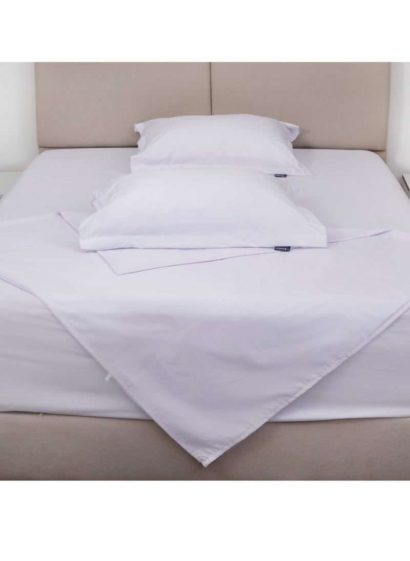 BedNHome Fitted Bed Sheet Set, 100% Egyptian Cotton, 250Tc, White,2Pillowcases. 200X200Cm  - Image 1