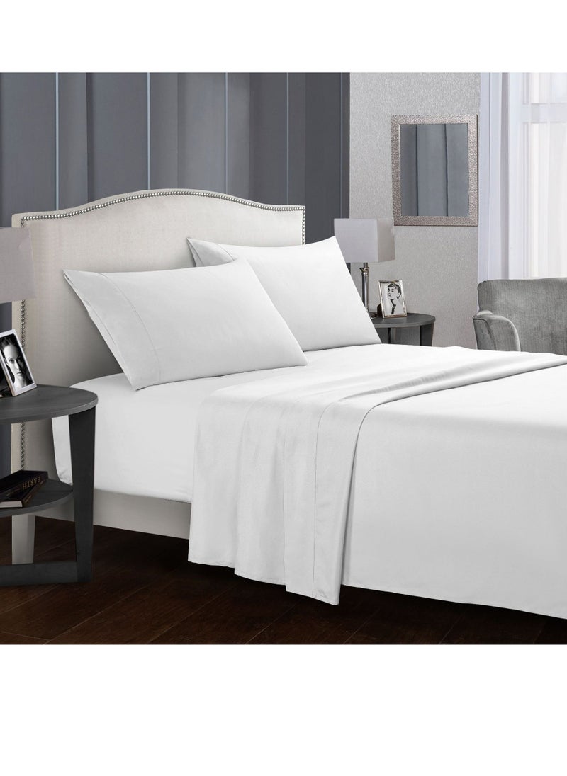 BedNHome Fitted Bed Sheet Set, 100% Egyptian Cotton, 250Tc, White,2Pillowcases. 200X200Cm  - Image 2