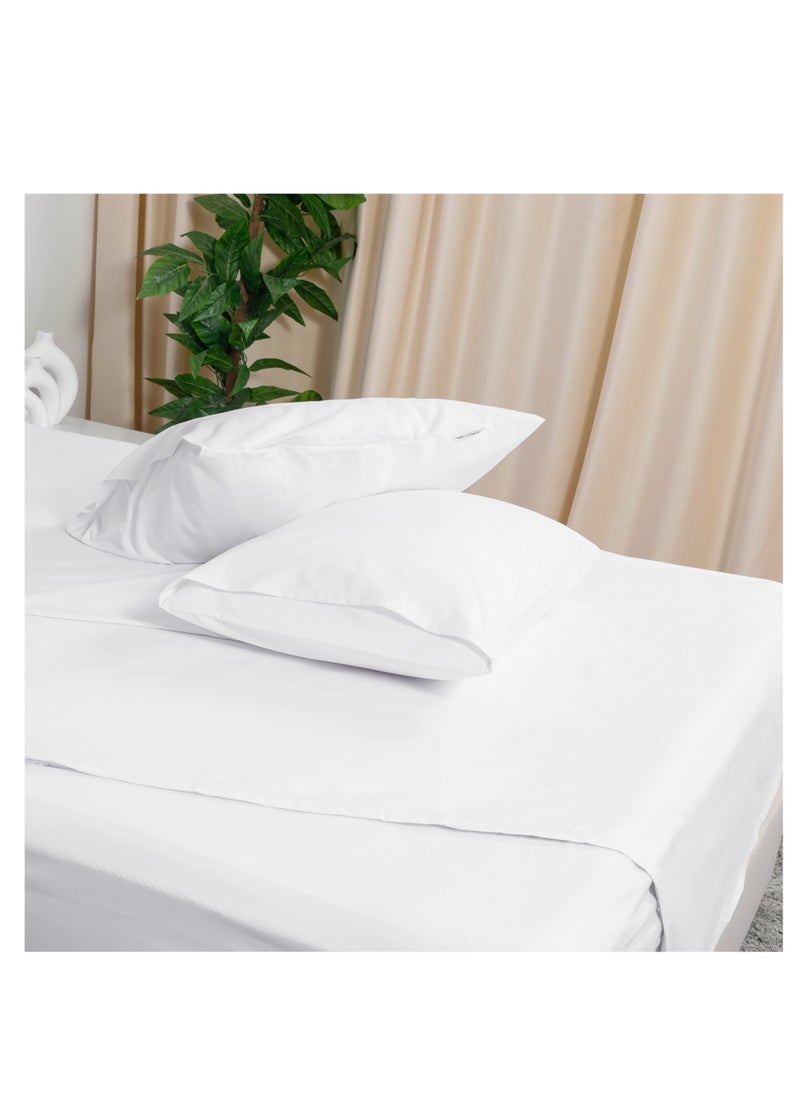 BedNHome Fitted Bed Sheet Set, 100% Egyptian Cotton, 250Tc, White,2Pillowcases. 200X200Cm  - Image 4