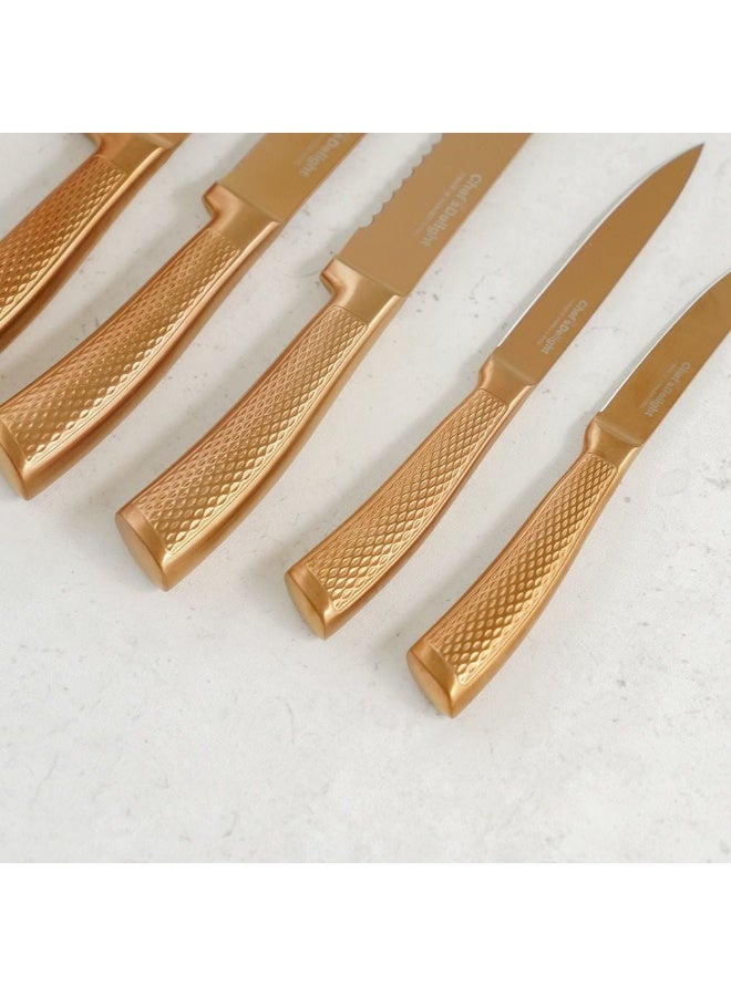 Chef's Delight Chef's Delight Bistro 7 Piece Knife Set with Sharpener Inside Block Premium Stainless Steel Knives Includes Chef’s Utility and Paring Knives Perfect for Kitchen Use Copper - Image 4