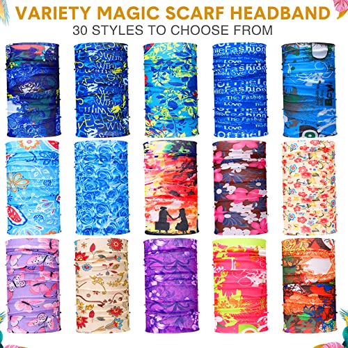 Tarpop 30 Pcs Neck Gaiters Scarf Elastic Wrap Headband Sweat Absorbing Bandana for Women Men Sports Yoga Running(Fresh Style) - Image 4
