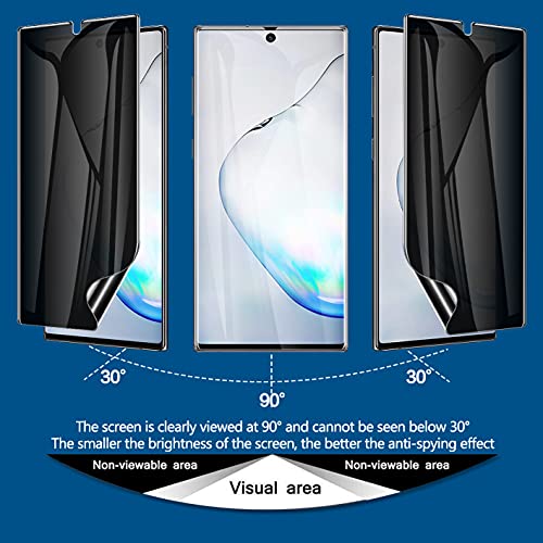 LYWHL 2 Pack for Samsung Note 10 Privacy Screen Protector, Anti-Spy Flexible Film Full Adhesive Screen Protector for Galaxy Note 10 6.3" [Not for Note 10 Plus] [Support Fingerprint ID] - Black - Image 2