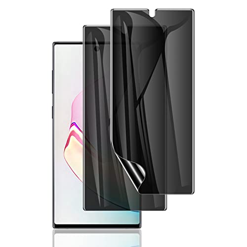LYWHL 2 Pack for Samsung Note 10 Privacy Screen Protector, Anti-Spy Flexible Film Full Adhesive Screen Protector for Galaxy Note 10 6.3" [Not for Note 10 Plus] [Support Fingerprint ID] - Black - Image 1