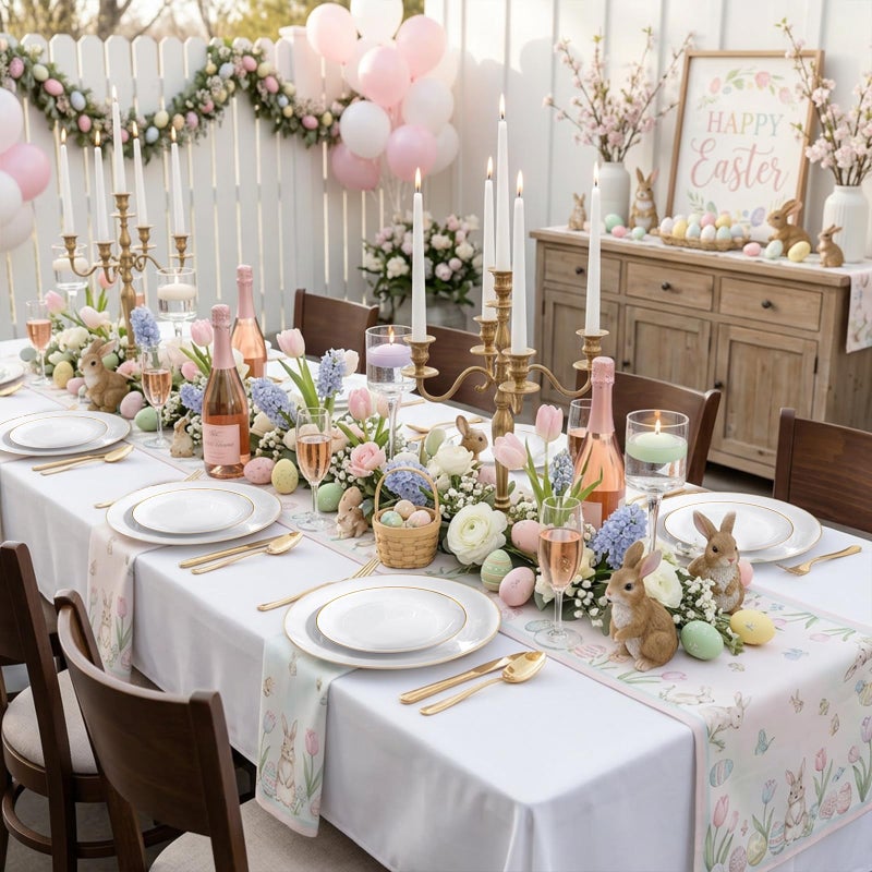 KIRE 60PCS Gold Plastic Plates - Heavy Duty White Disposable Plates with Gold Rim for Wedding/Easter/Spring/Ramadan - Include 30Pieces 10.25inch Dinner Plate and 30Pcs 7.5inch Dessert Plate - Image 3