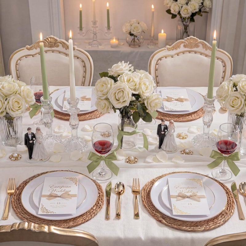 KIRE 60PCS Gold Plastic Plates - Heavy Duty White Disposable Plates with Gold Rim for Wedding/Easter/Spring/Ramadan - Include 30Pieces 10.25inch Dinner Plate and 30Pcs 7.5inch Dessert Plate - Image 5