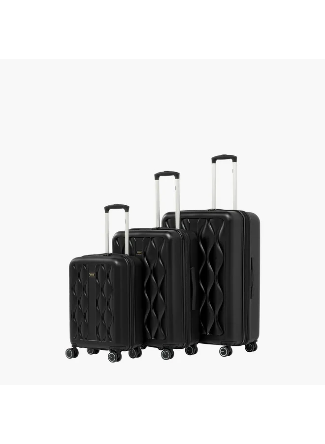 Wave Hardcase Trolley Bag with Retractable Handle and Wheels - Set of 3 Set-3 - 20-24-28