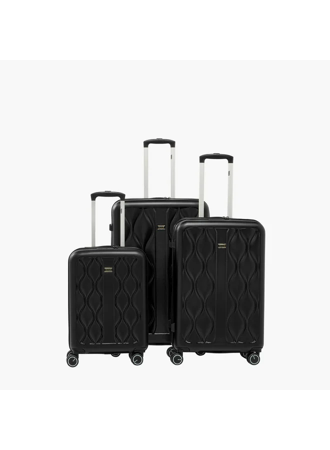 Wave Hardcase Trolley Bag with Retractable Handle and Wheels - Set of 3 Set-3 - 20-24-28