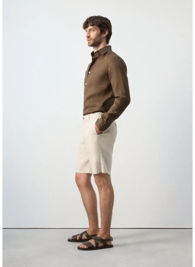 Mango Man  100% linen slim-fit shirt for Men | Best Price UAE