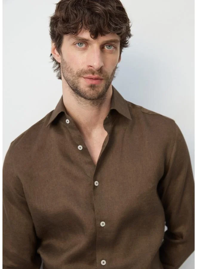 Mango Man  100% linen slim-fit shirt for Men | Best Price UAE