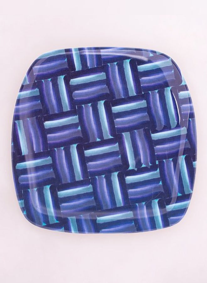 Melamine Square Dinner Plate 
Set of 6 (L 26cm W 26cm) bleu blanc B