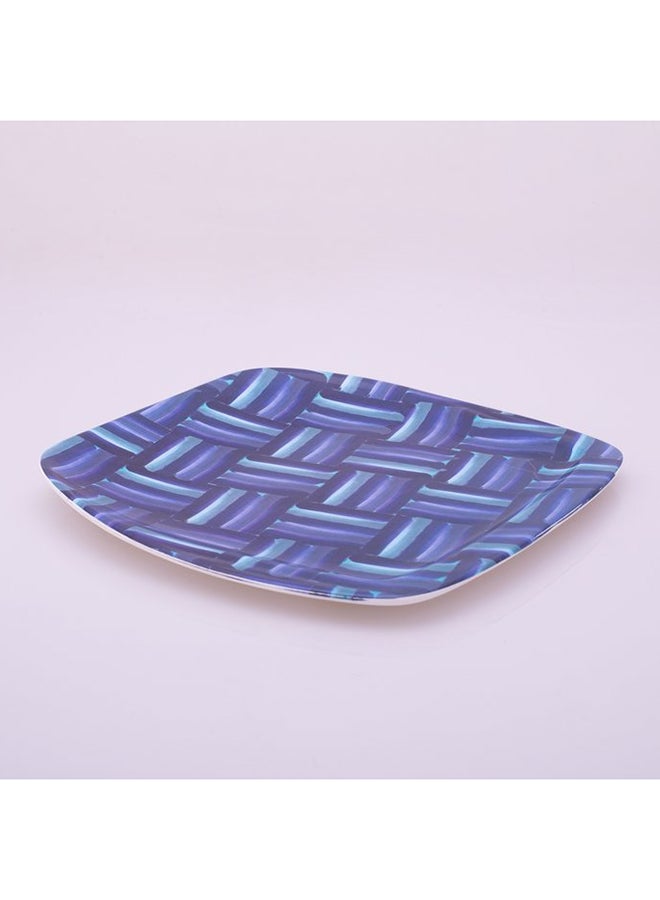 Melamine Square Dinner Plate 
Set of 6 (L 26cm W 26cm) bleu blanc B