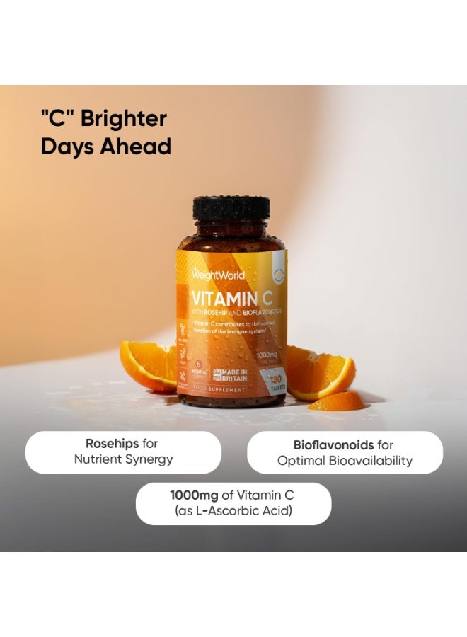 WeightWorld Vitamin C Tablets 1000mg - 180 Tablets - 6 Months Supply - Added Rosehips & Bioflavonoids - 1 per Day - Vegan & Non-GMO - Vit C Supplement (As L-Ascorbic Acid) - Easy-to-Break Pills - Made in the UK - Image 2