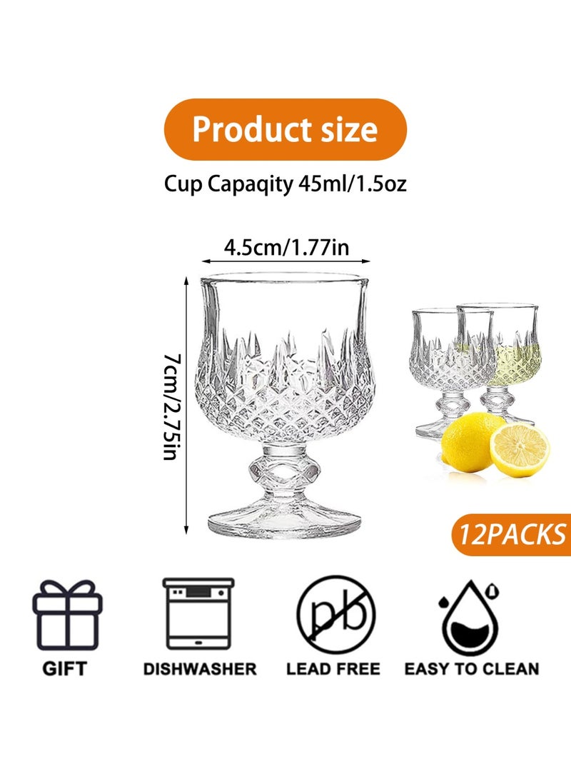 نهر قو ١٢ قطعة كؤوس عصير زجاجية مستديرة شفافة - سعة ٤٥ مل، متعددة الاستخدام للمشروبات والحفلات والمناسبات - Image 2