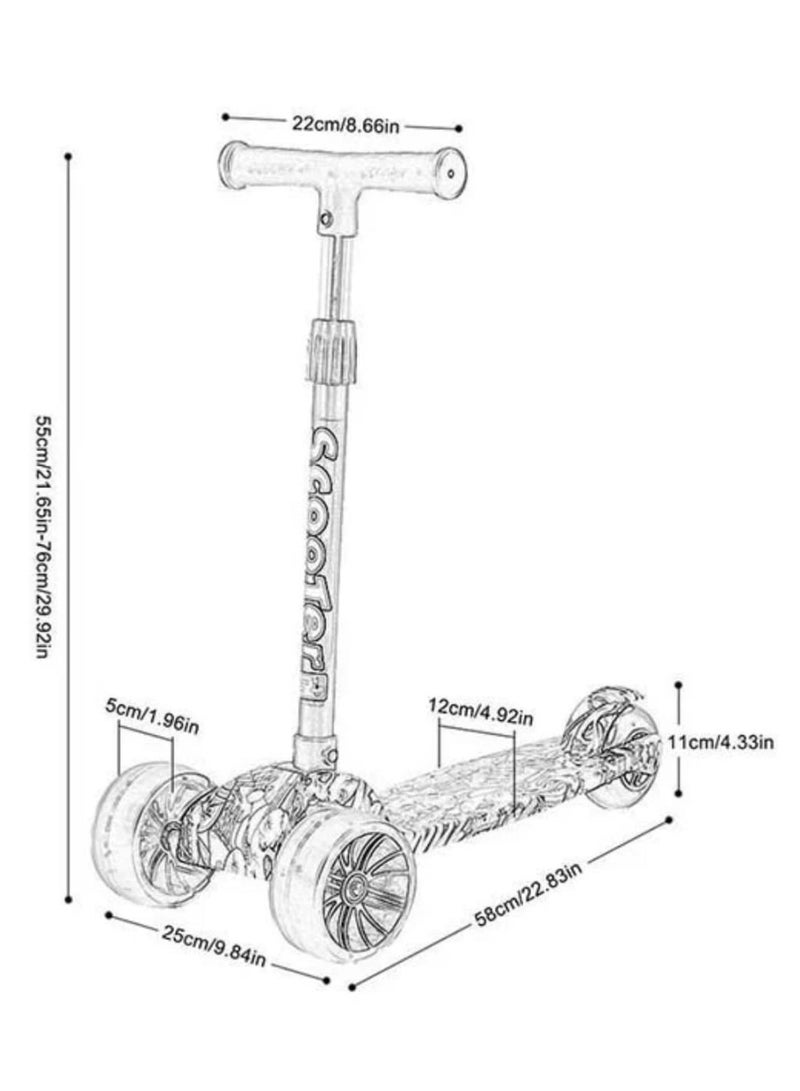 MARAH TOYS Foldable and Adjustable 3-Wheel Scooter for Kids with 5cm Foldable and Adjustable 3-Wheel Scooter - Image 3