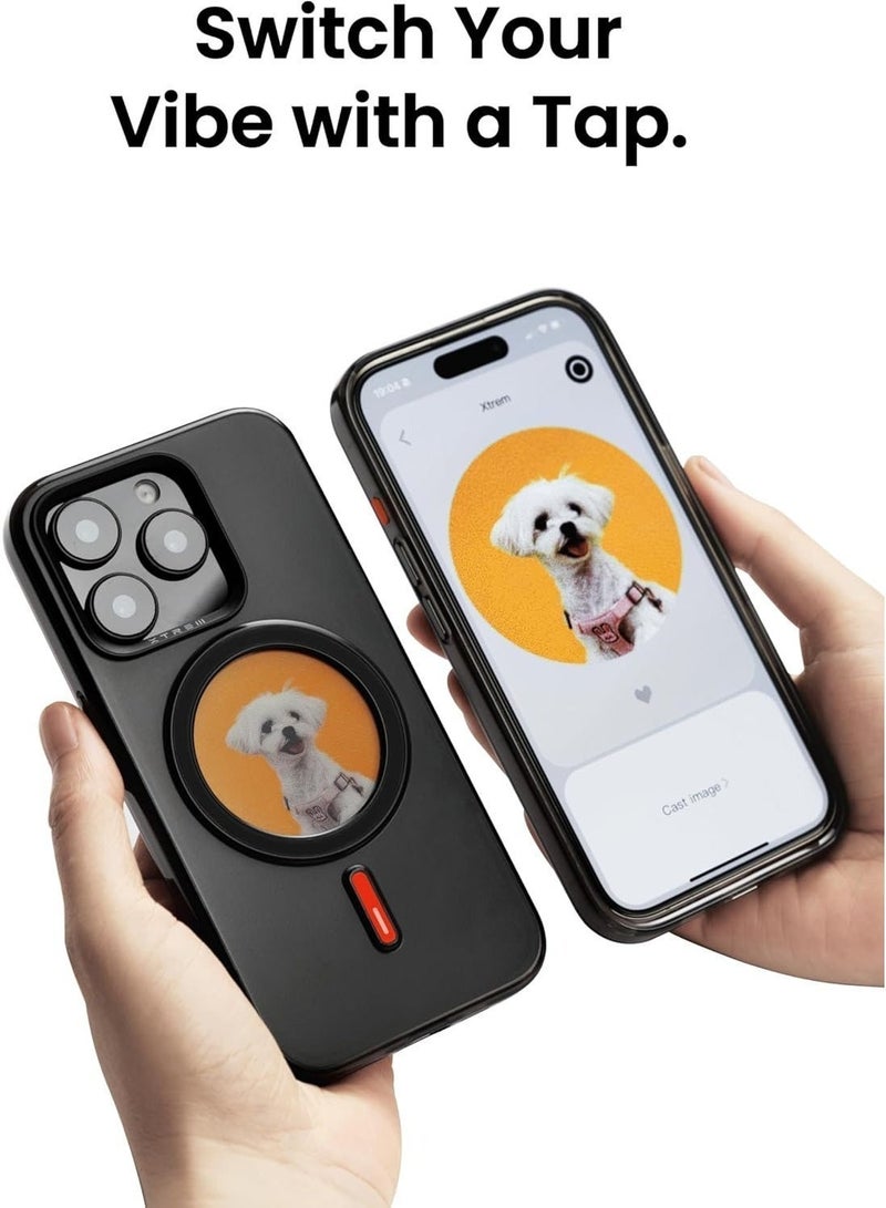 Xtrem iPhone 17 Pro Max Magnetic NFC E-Ink Display Case – MagSafe Compatible Customizable Screen Cover with Wireless Charging Support – Unique Smart Back Cover | Oeli Xtrem - Orange - Image 3