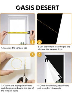 OASIS DESERT Blackout Curtain, 5 Pcs Set Blackout Shade with Velcro Strips, Portable Blackout Window Cover for BedroomTravel Baby Nursery Can DIY  - Image 2