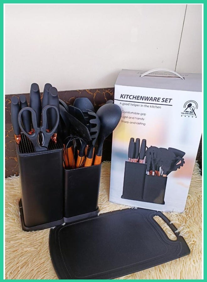 19‑Piece Premium Silicone Kitchen Utensil Set – Heat‑Resistant, Non‑Stick Tools with Holder (Black)  - Image 3