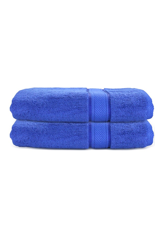 Hotel Linen Klub Hotel Linen Klub LUXURY PACK of 2 Hand Towels - 100% Cotton 650 GSM Terry Dobby Border Ring Spun - Super Soft ,Quick Dry,Highly Absorbent  Size: 40x70cm, Royal Blue  - Image 1